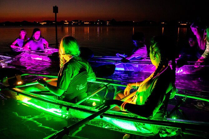 Night Glow Kayak Paddle Session in Key West, FL - Key West at Night in a Clear LED Kayak